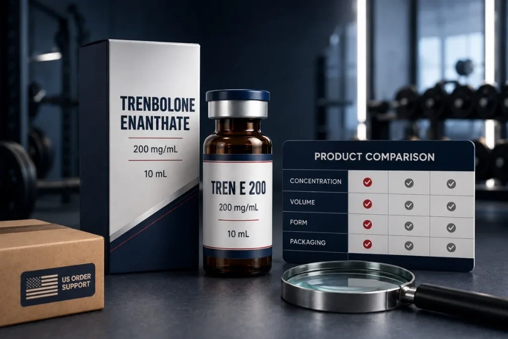 Trenbolone enanthate 200 mg per mL vial and product comparison guide